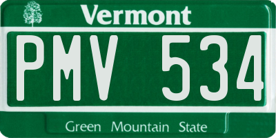 VT license plate PMV534