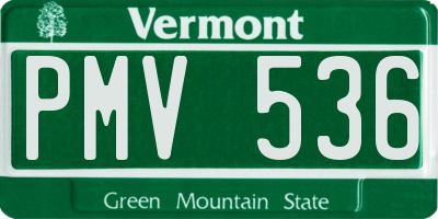 VT license plate PMV536