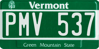 VT license plate PMV537