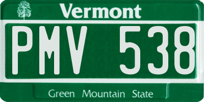 VT license plate PMV538
