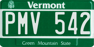 VT license plate PMV542