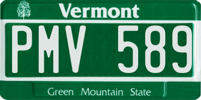 VT license plate PMV589