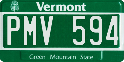 VT license plate PMV594
