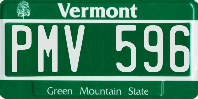 VT license plate PMV596