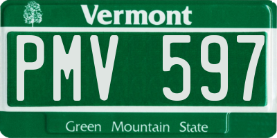 VT license plate PMV597