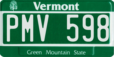 VT license plate PMV598