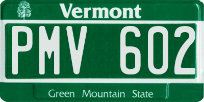 VT license plate PMV602