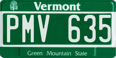 VT license plate PMV635