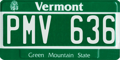 VT license plate PMV636