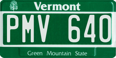 VT license plate PMV640