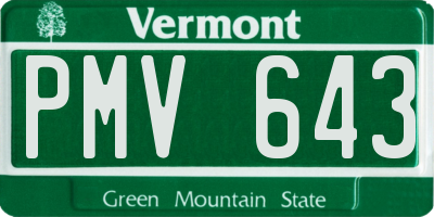 VT license plate PMV643