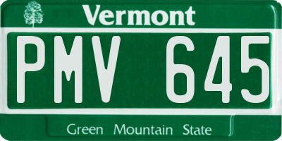 VT license plate PMV645