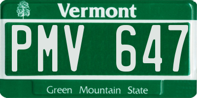 VT license plate PMV647