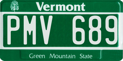 VT license plate PMV689