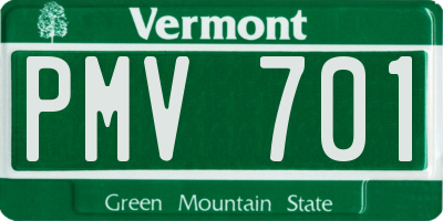 VT license plate PMV701