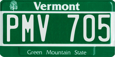VT license plate PMV705