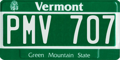 VT license plate PMV707