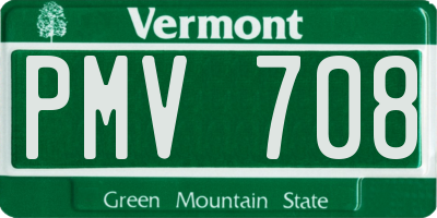 VT license plate PMV708