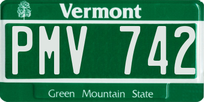 VT license plate PMV742