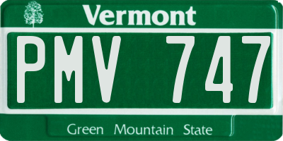 VT license plate PMV747