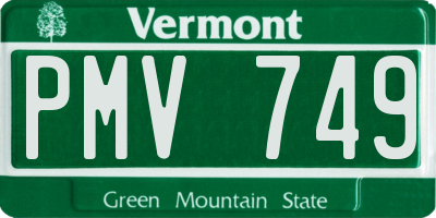 VT license plate PMV749