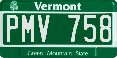 VT license plate PMV758