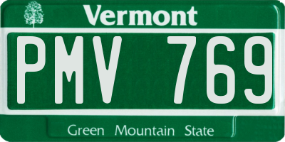 VT license plate PMV769