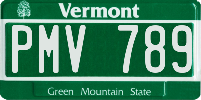 VT license plate PMV789