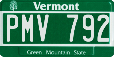 VT license plate PMV792