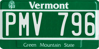 VT license plate PMV796