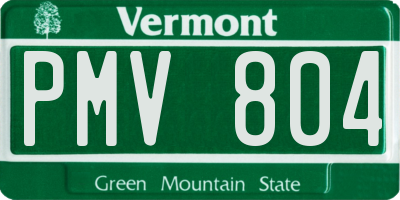 VT license plate PMV804