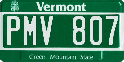VT license plate PMV807