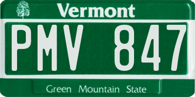 VT license plate PMV847