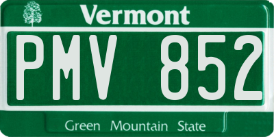 VT license plate PMV852