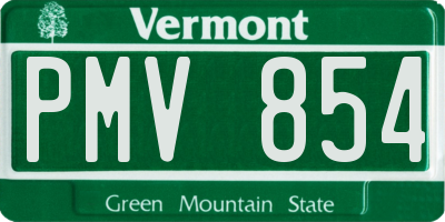 VT license plate PMV854