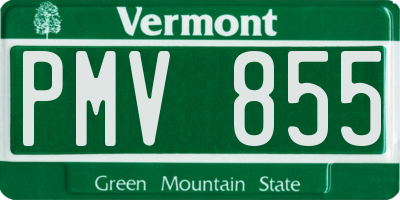 VT license plate PMV855