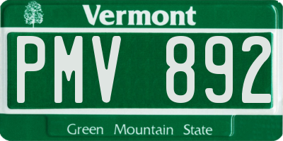 VT license plate PMV892