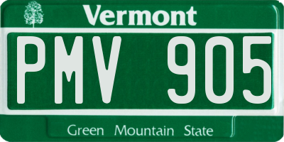 VT license plate PMV905