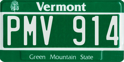 VT license plate PMV914