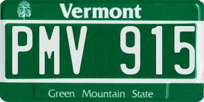VT license plate PMV915
