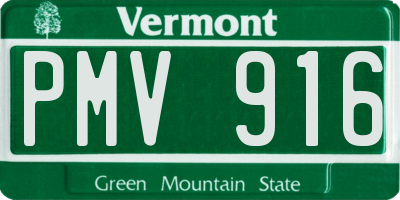 VT license plate PMV916