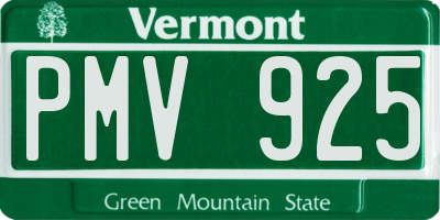 VT license plate PMV925