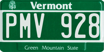 VT license plate PMV928