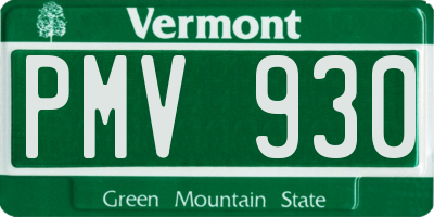 VT license plate PMV930