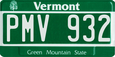 VT license plate PMV932