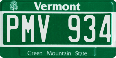 VT license plate PMV934