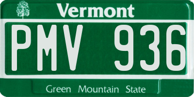 VT license plate PMV936