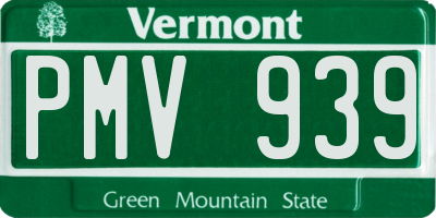 VT license plate PMV939