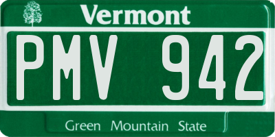 VT license plate PMV942