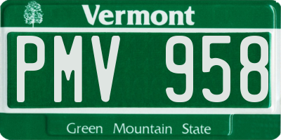 VT license plate PMV958